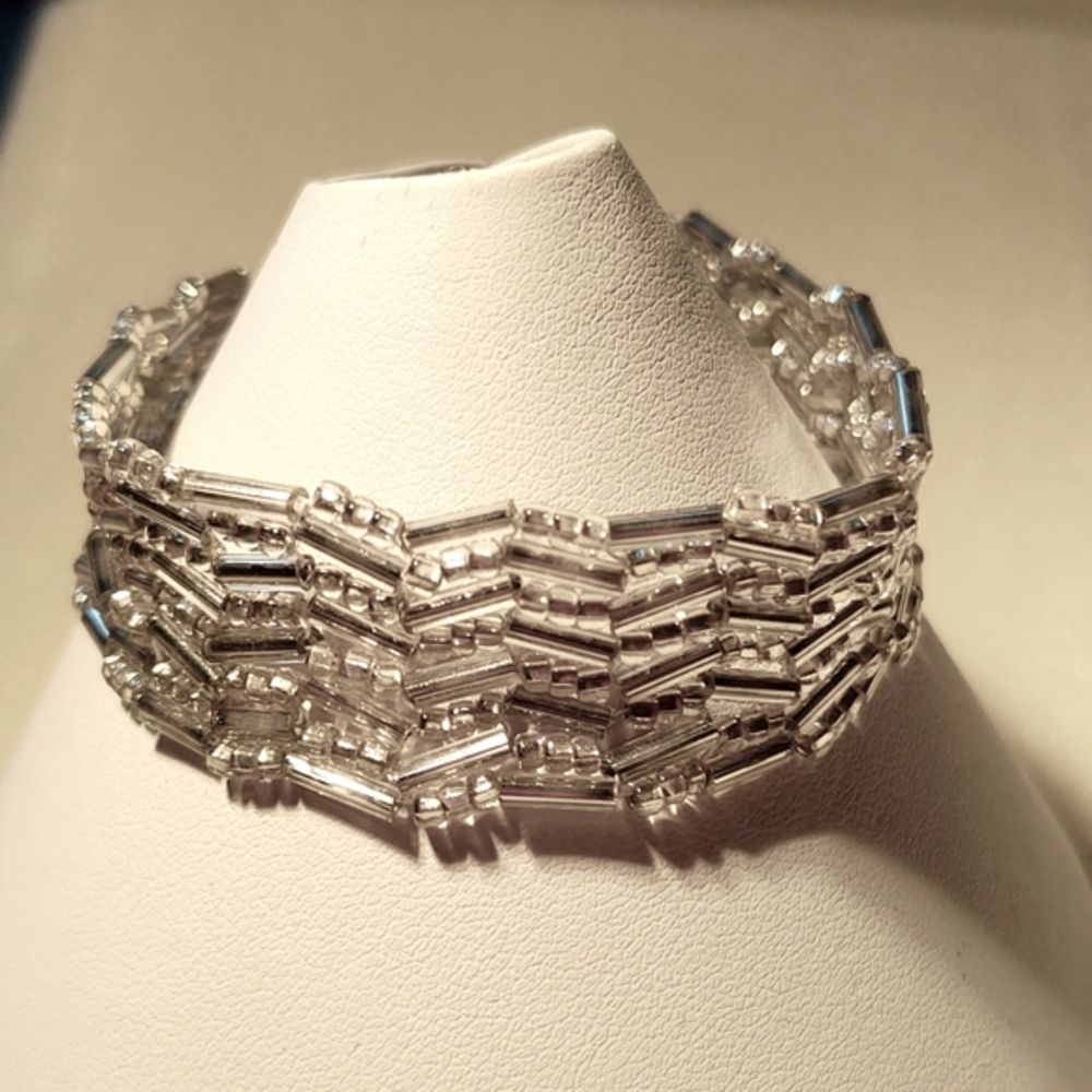 Silver Bracelet handmade glass beads